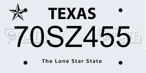 70SZ455 Texas License Plate