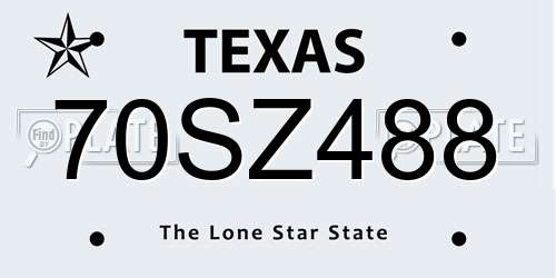 70SZ488 Texas License Plate