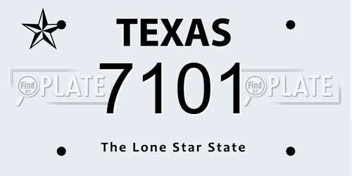 7101 Texas License Plate