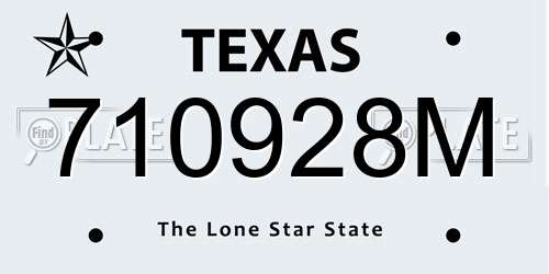 710928M Texas License Plate