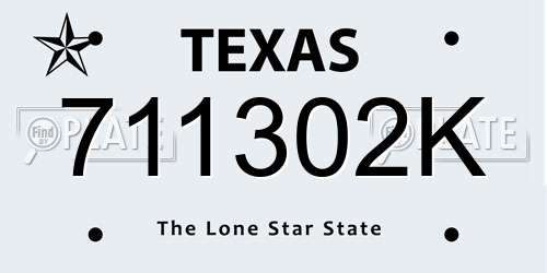 711302K Texas License Plate