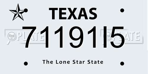 71191I5 Texas License Plate