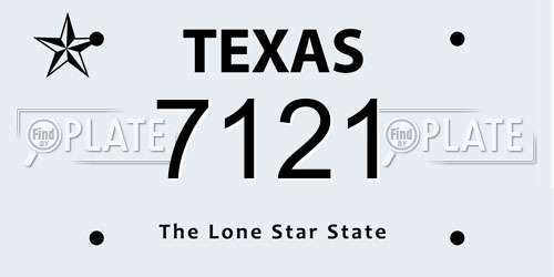7121 Texas License Plate