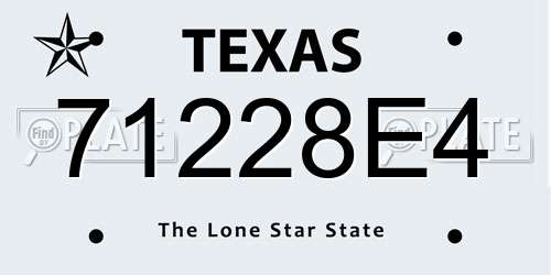 71228E4 Texas License Plate