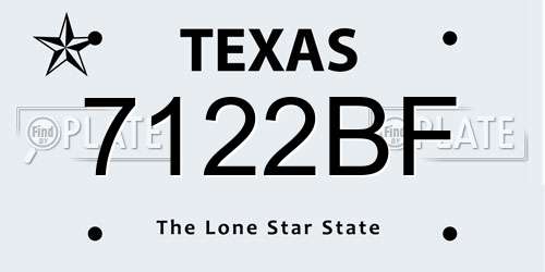 7122BF Texas License Plate