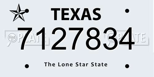 7127834 Texas License Plate
