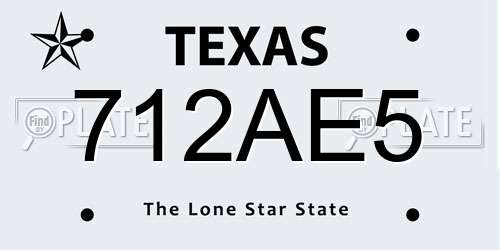712AE5 Texas License Plate
