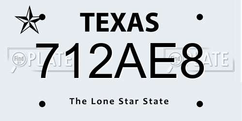 712AE8 Texas License Plate