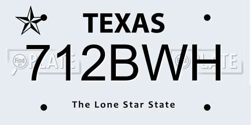 712BWH Texas License Plate