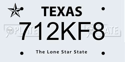 712KF8 Texas License Plate