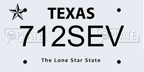 712SEV Texas License Plate