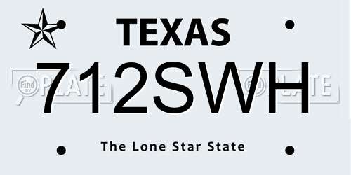 712SWH Texas License Plate