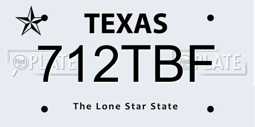 712TBF Texas License Plate