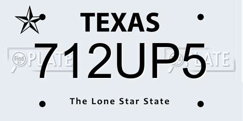 712UP5 Texas License Plate