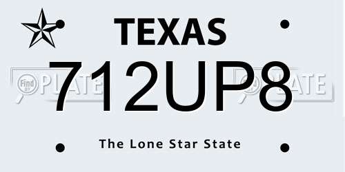 712UP8 Texas License Plate