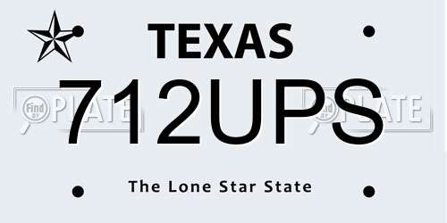 712UPS Texas License Plate