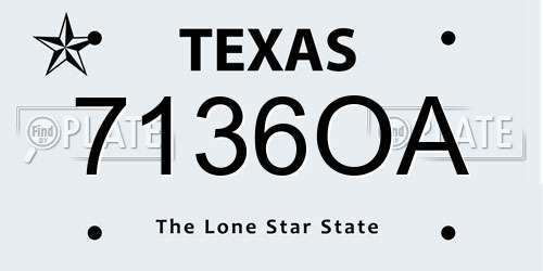 7136OA Texas License Plate