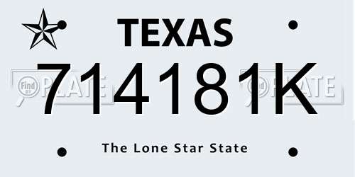 714181K Texas License Plate