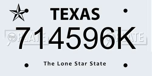 714596K Texas License Plate
