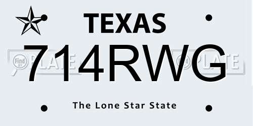 714RWG Texas License Plate