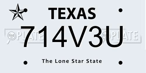 714V3U Texas License Plate
