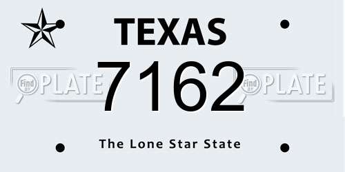 7162 Texas License Plate