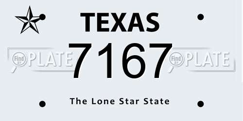 7167 Texas License Plate