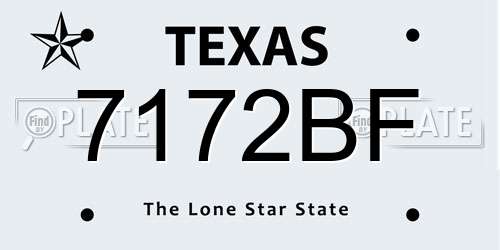 7172BF Texas License Plate
