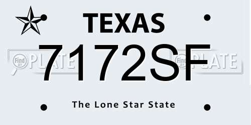 7172SF Texas License Plate