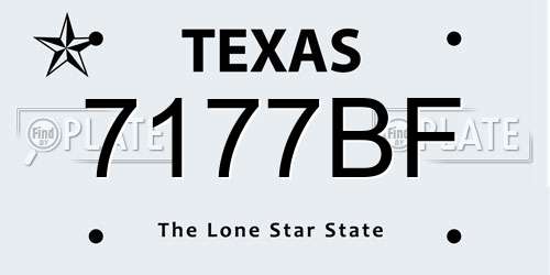 7177BF Texas License Plate