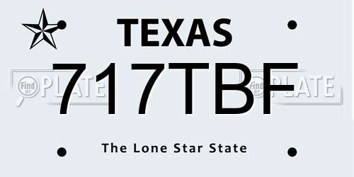 717TBF Texas License Plate