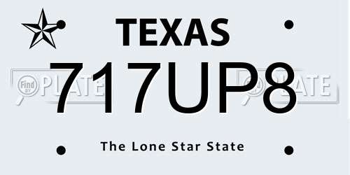 717UP8 Texas License Plate