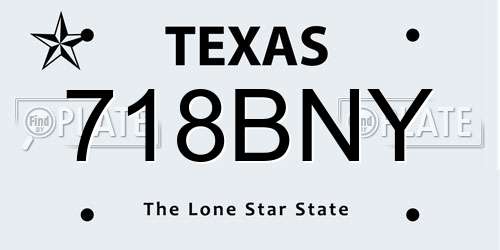 718BNY Texas License Plate