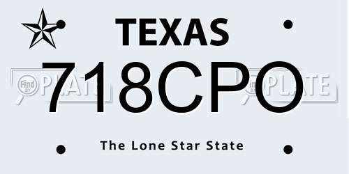 718CPO Texas License Plate