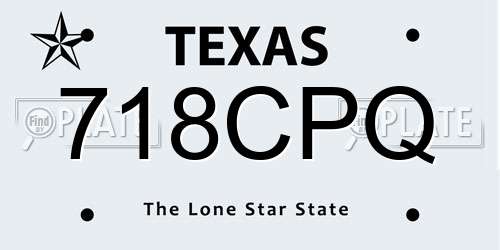 718CPQ Texas License Plate
