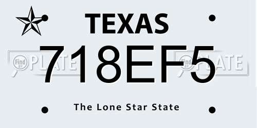 718EF5 Texas License Plate