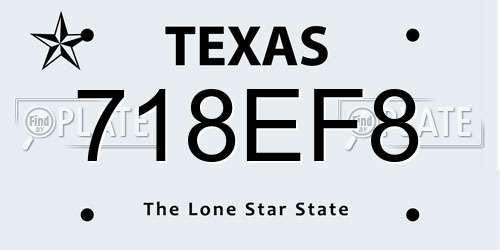 718EF8 Texas License Plate