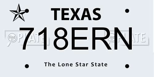718ERN Texas License Plate