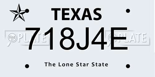 718J4E Texas License Plate