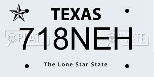 718NEH Texas License Plate