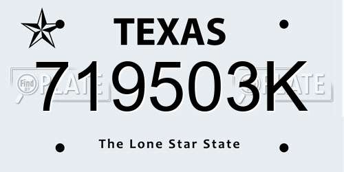 719503K Texas License Plate
