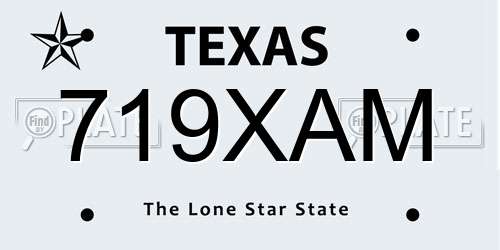 719XAM Texas License Plate
