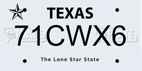 71CWX6 Texas License Plate