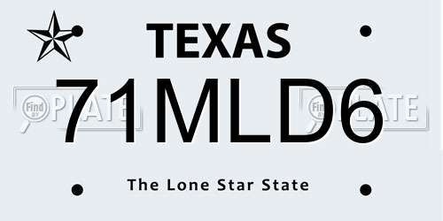 71MLD6 Texas License Plate