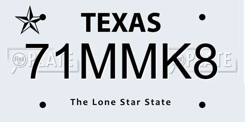 71MMK8 Texas License Plate