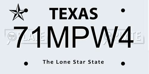 71MPW4 Texas License Plate