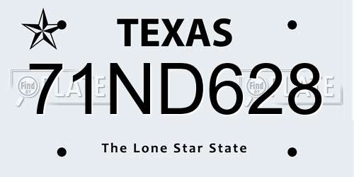 71ND628 Texas License Plate