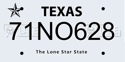 71NO628 Texas License Plate