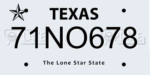 71NO678 Texas License Plate