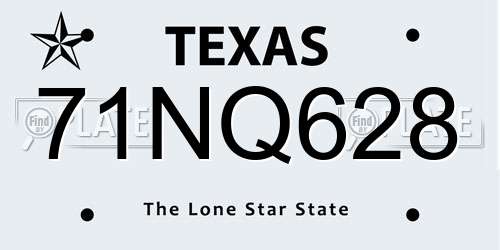 71NQ628 Texas License Plate